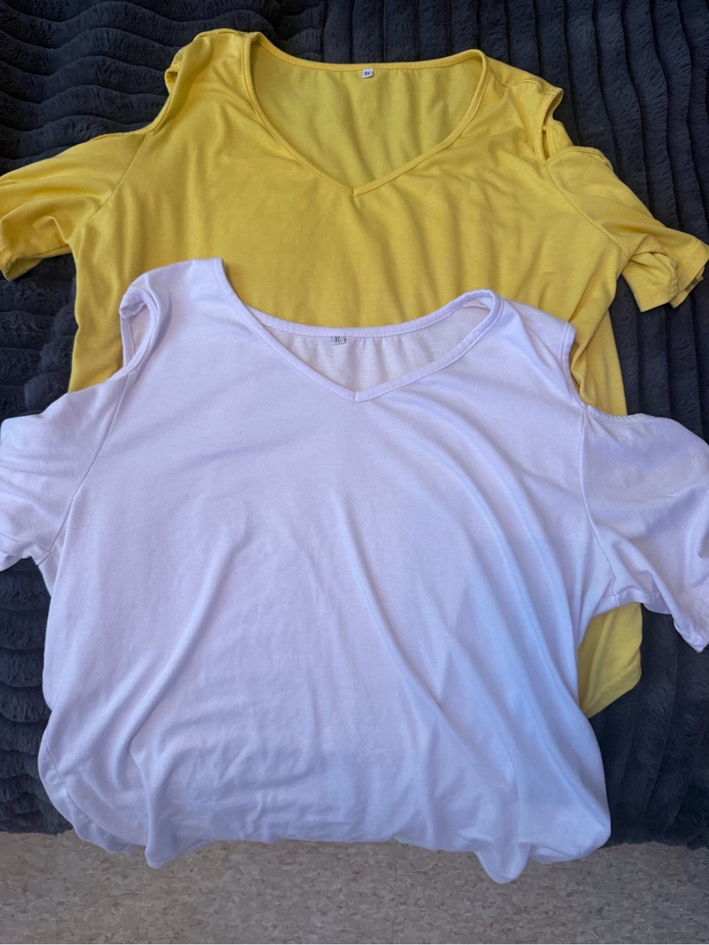 Amazon Women’s Cold-Shoulder V-Neck Top Bundle- White and Yellow